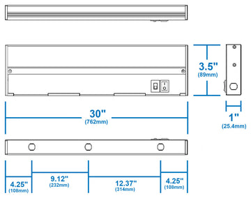 NUC-5 Series Selectable LED Under Cabinet Light, Black, 30