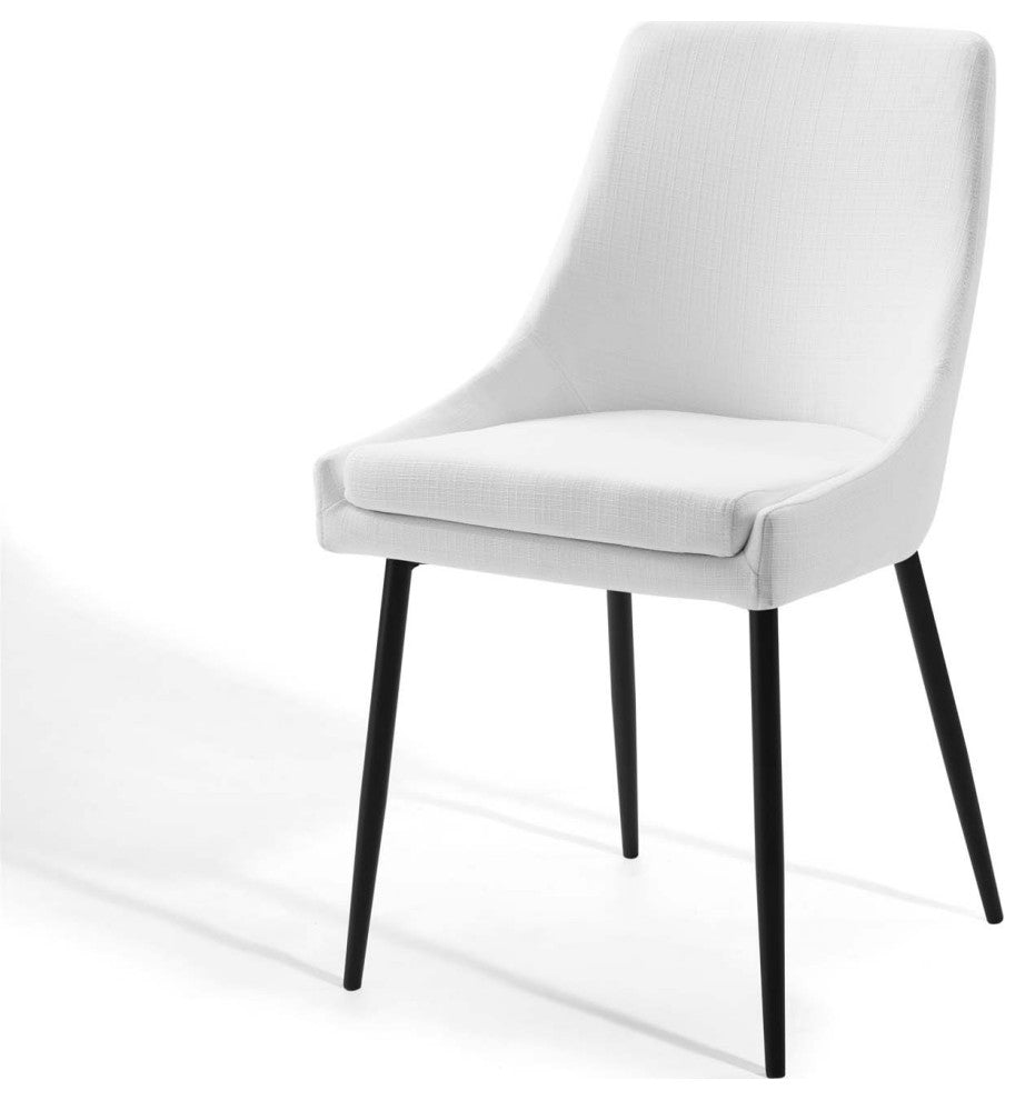 Side Dining Chair, Set of 2, Fabric, Metal, Black White, Cafe Bistro Restaurant