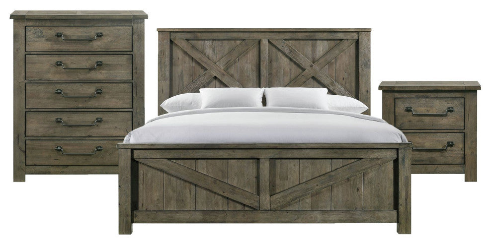 Picket House Furnishings Memphis Panel 3PC Bedroom Set in Grey