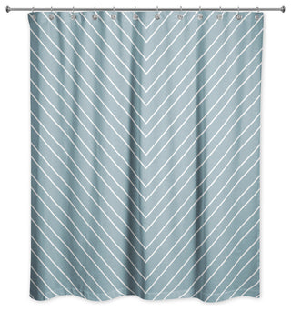 Blue Chevron 71x74 Shower Curtain