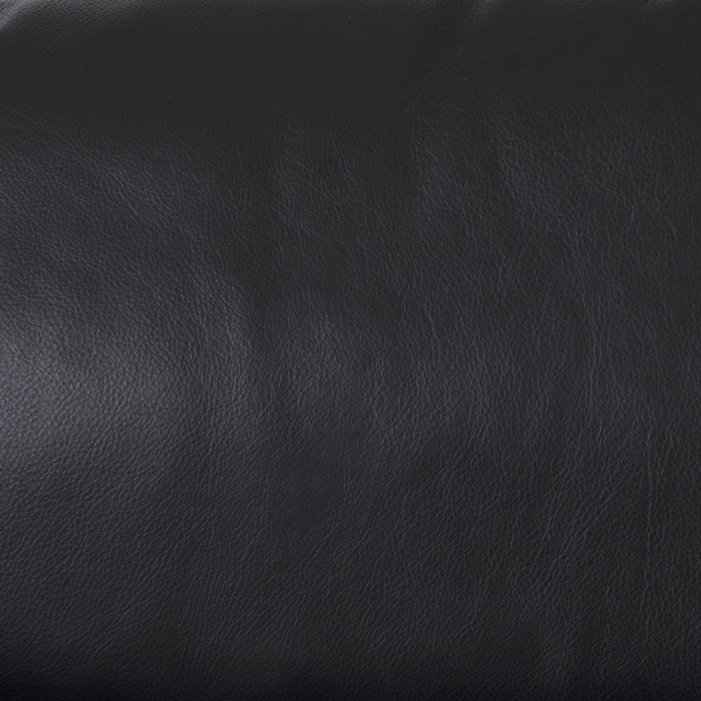 Svend 88Lx38Wx34H Black Leather Sofa