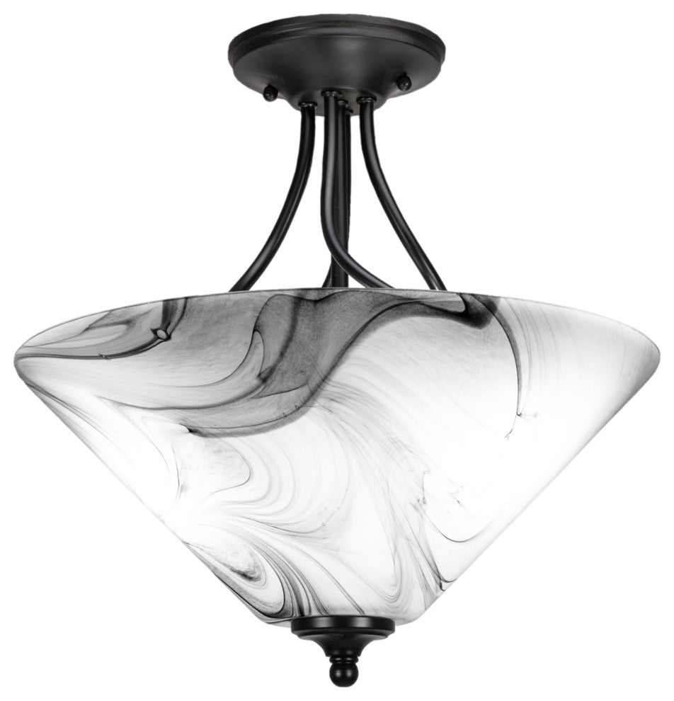 Capri 3-Light Semi-Flush Mount, Matte Black/Onyx Swirl