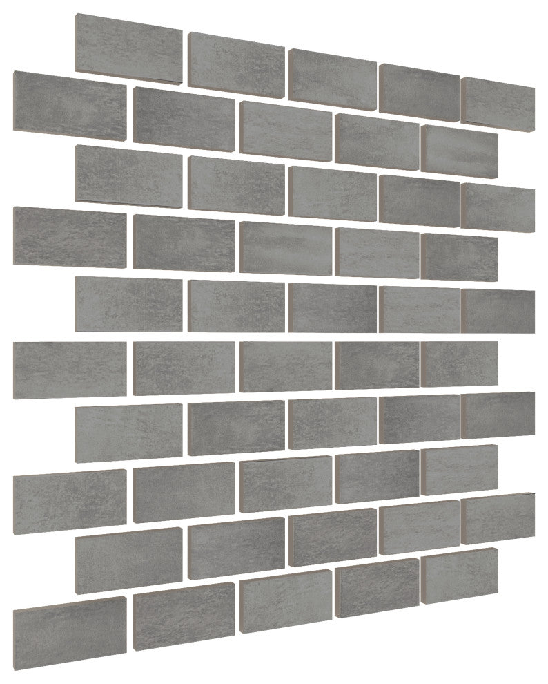 CastelloUSA Anacleto Ceramic Pressed 1"x2" Mosaic Tile, Dark Gray