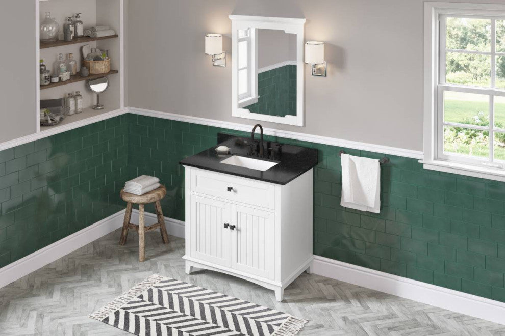 Savino Modern 36" White Single Sink Vanity, Boulder Cultured Marble Vanity Top
