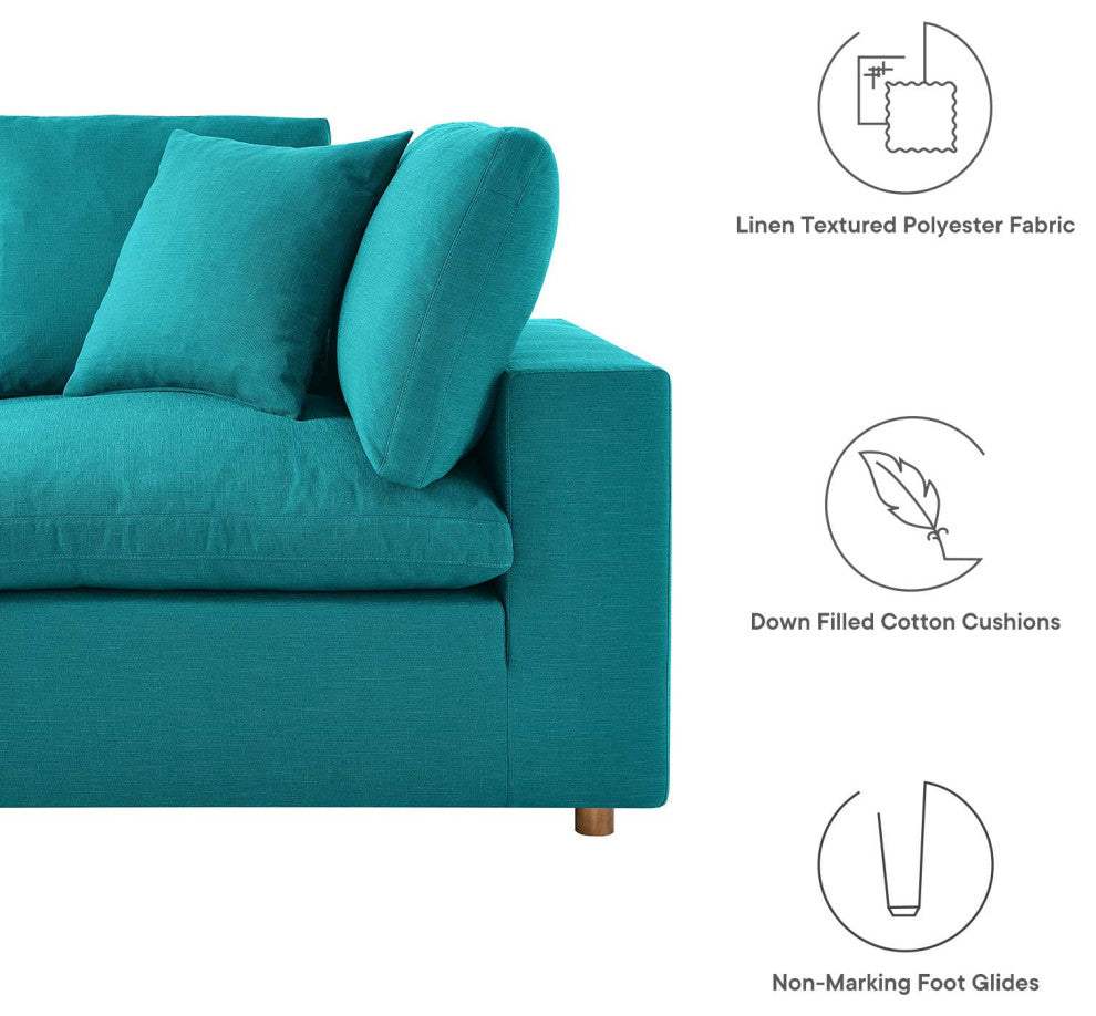 Modular Sectional Deep Sofa Set, Teal Blue, Fabric, Modern, Lounge Hospitality