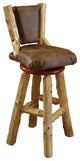 Red Cedar Log Upholstered Swivel Barstool, 24 Inch, Quarter Espresso