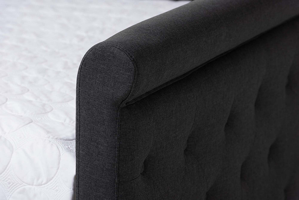 Carolina Fabric Button Tufted Upholstered Daybed, Dark Gray, Queen