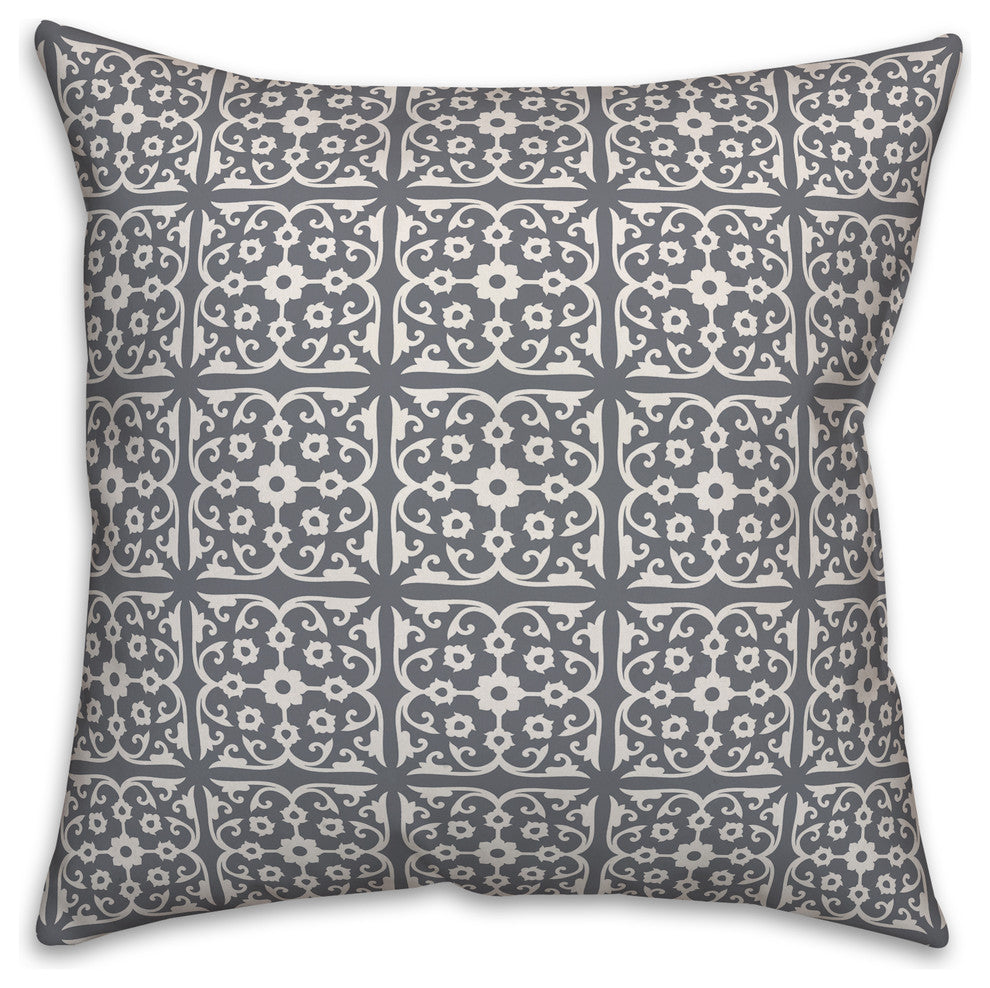 Gray Tile 20x20 Throw Pillow