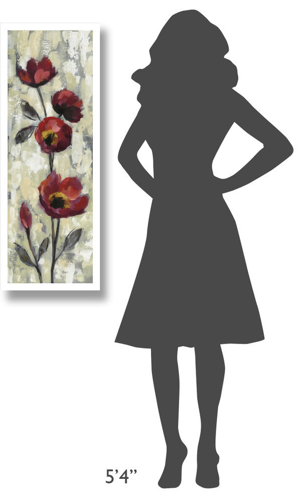 "Simple Red Floral I" Digital Paper Print by Silvia Vassileva, 14"x38"