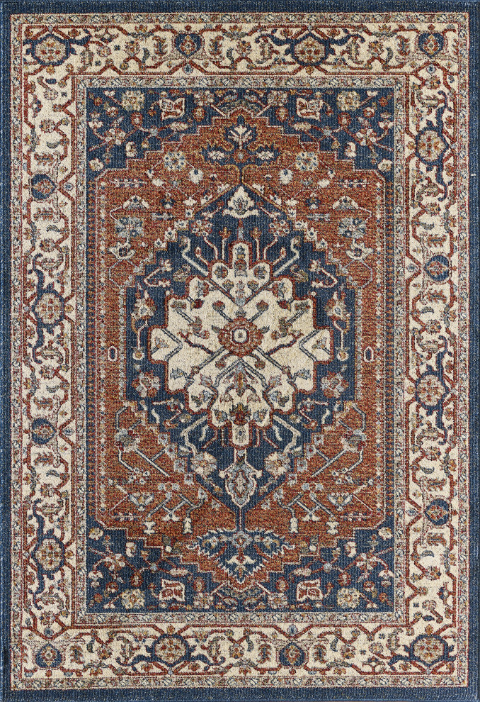 Abani Mesa MES160A Vintage Navy Blue Orange Area Rug