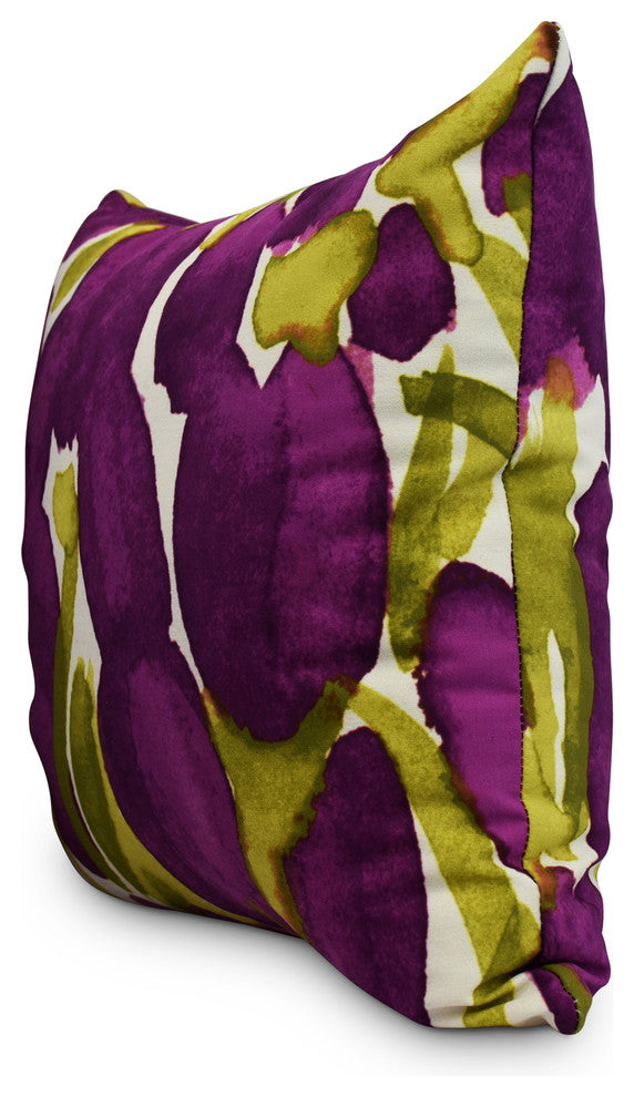 Sunset Tulip Decorative Floral Throw Pillow, Purple, 16"
