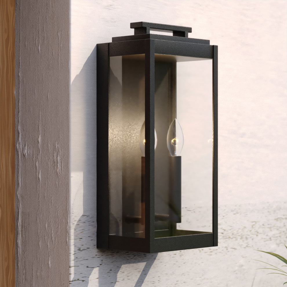 Hampton 7.5" 2 Light Outdoor Wall Light Textured Black