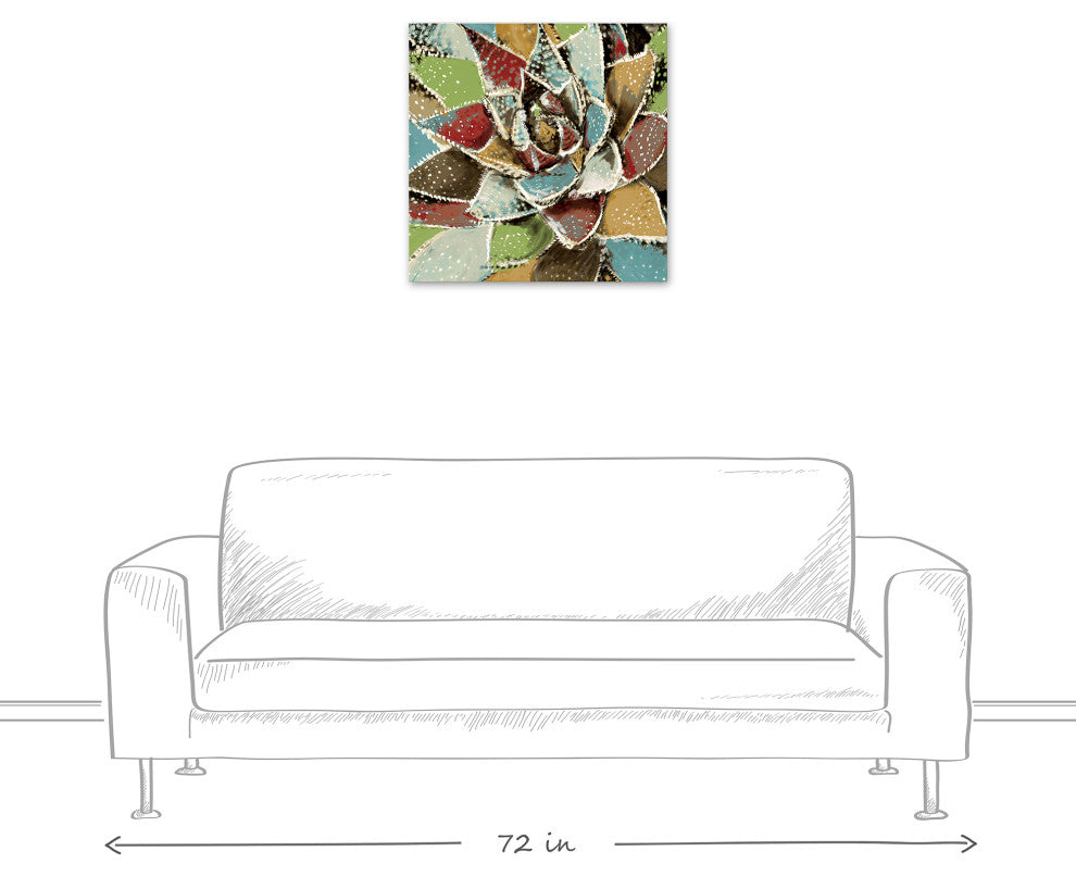 Bright Painted Succulent 24x24 Canvas Wall Art