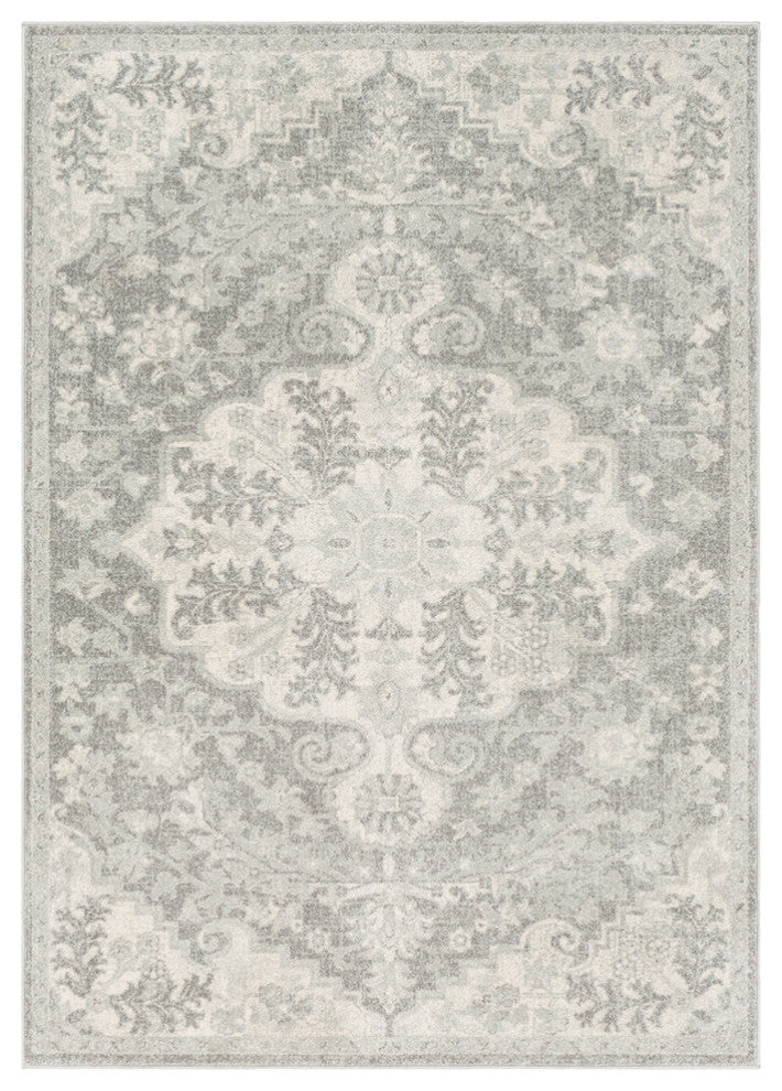 Harput Updated Traditional Charcoal, Light Gray Area Rug, 2'x3'