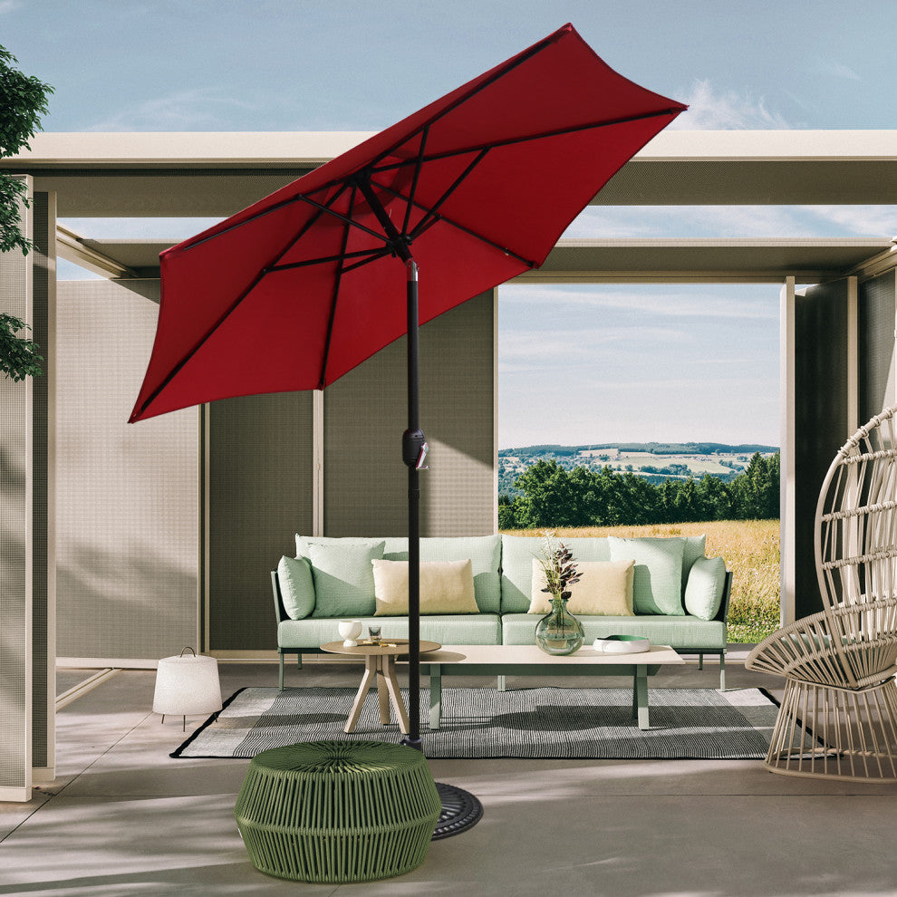 Davee Furniture 7.5 Ft Orange Market/Patio Umbrella with Tilt and Crank, Red
