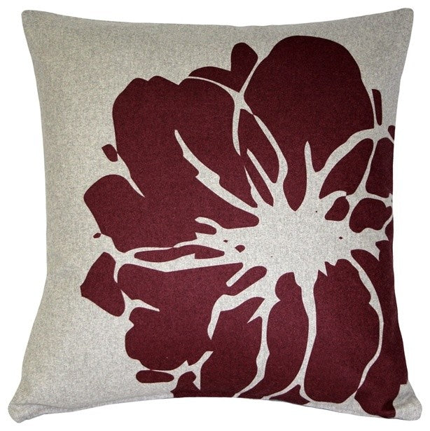 Pillow Decor - Kukamuka  Scandinavian Lily Throw Pillow 19x19, Red