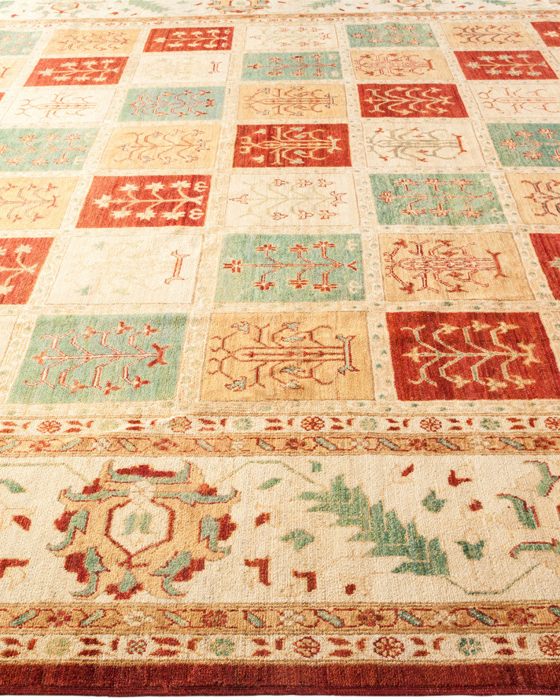 Eclectic, One-of-a-Kind Hand-Knotted Area Rug Red, 10'1"x14'9"
