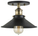 Andante Industrial Semi Flushmount Ceiling Lamp, Antique Brass
