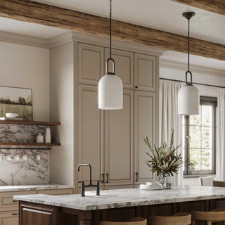 Stanza Collection One-Light New Traditional Pendant Light, Matte Black