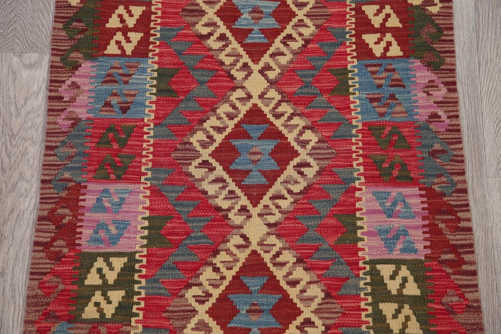 Kilim Flat-Woven Oriental Traditional Southwestern Turkish Area Rug, 4'0"X2'8"