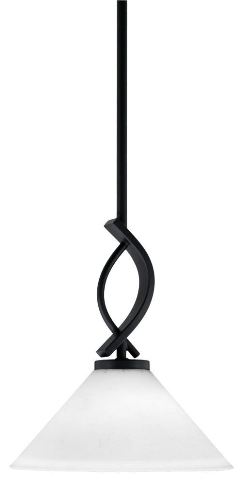 Cavella 1 Light Stem Mini Pendant, Matte Black Finish, 10" White Muslin Glass