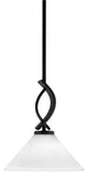 Cavella 1 Light Stem Mini Pendant, Matte Black Finish, 10" White Muslin Glass