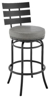 Armen Living Natya 30" Faux Leather & Metal Swivel Bar Stool in Gray/Black