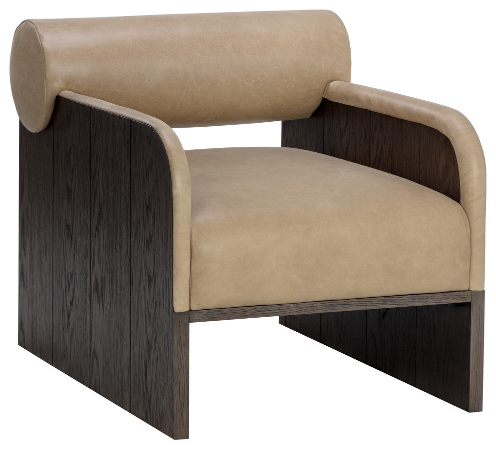 Coburn Lounge Chair, Dark Brown, Sahara Sand Leather