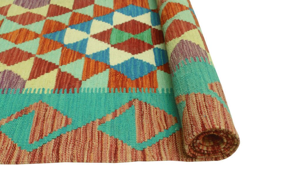 Sangat Kilim Jayme Red/Green Runner, 2'8x16'1