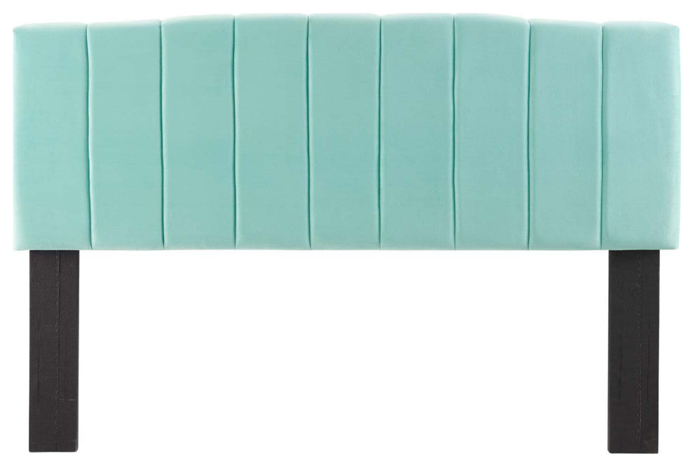 Tufted Headboard, Full Queen Size, Velvet, Blue, Modern Contemporary, Bedroom