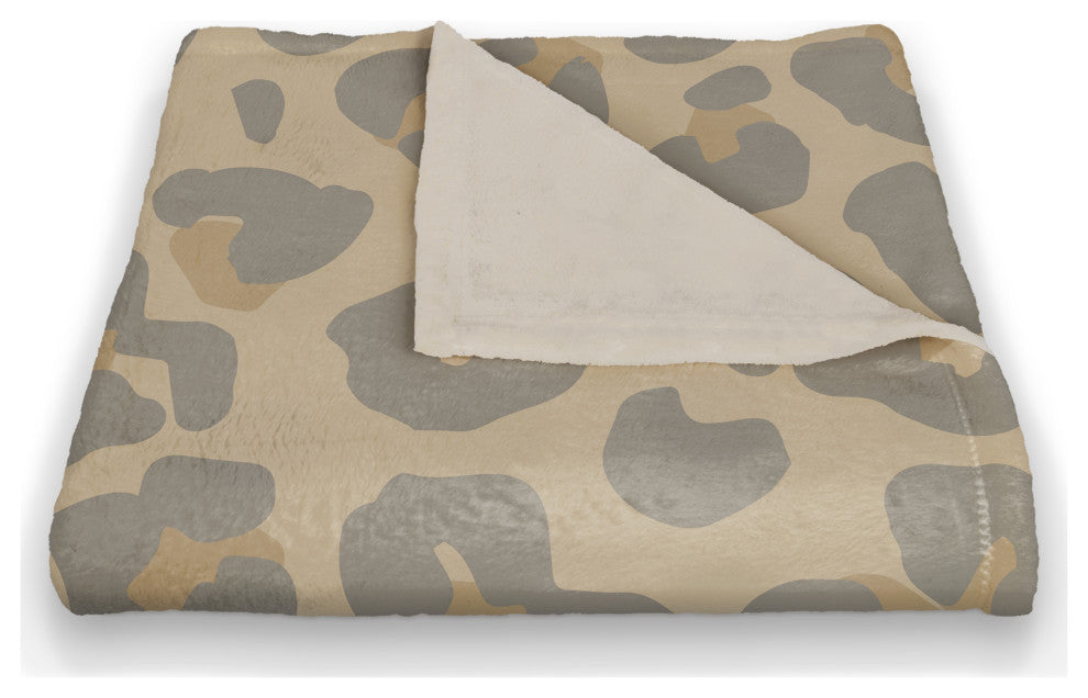 Neutral Gray Leopard 50x60 Coral Fleece Blanket