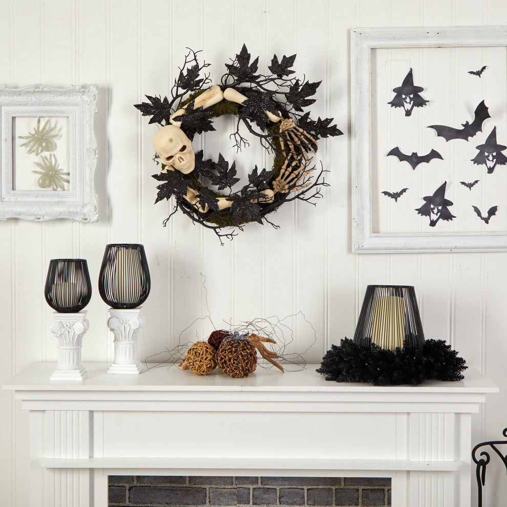 24" Halloween Skull and Bones Wreath