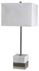 White Marble, Polished Nickel Frame Table Lamp