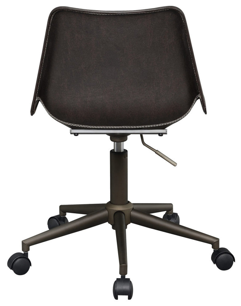Adjustable Height Office Chair With Casters, Brown And Rustic Taupe