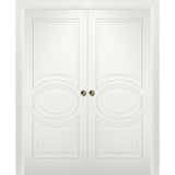 Sliding Interior Double Pocket Doors 60x96 in | Mela 7001 White |Modern Doors