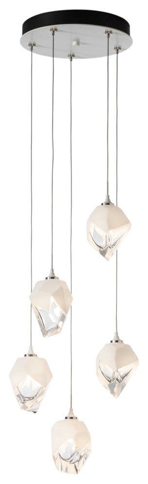 Chrysalis 5-Light Small Crystal Pendant White Finish- Long, White Crystal