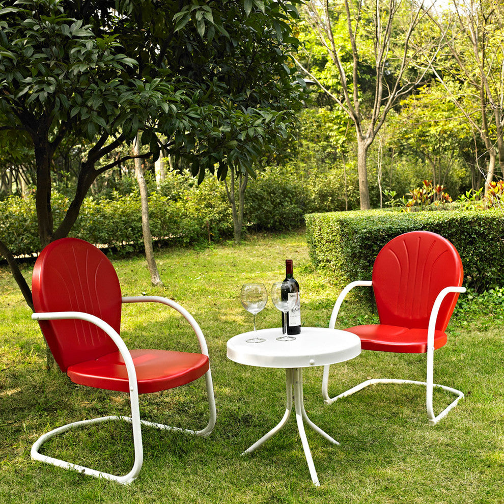Griffith 3-Piece Metal Outdoor Conversation Seating Set, Red