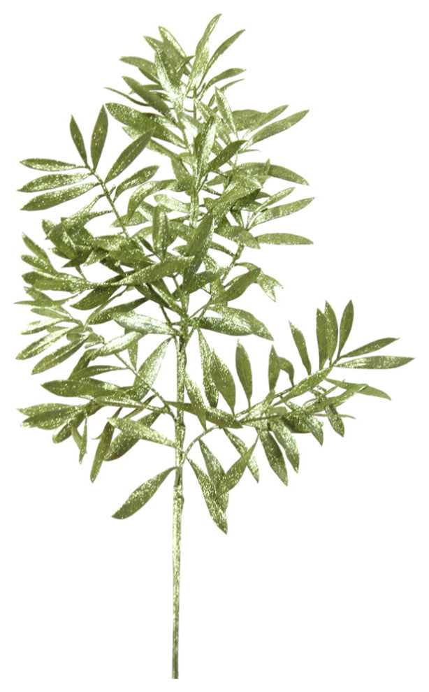 23" Emerald Green Glittered Olive Leaf Spray