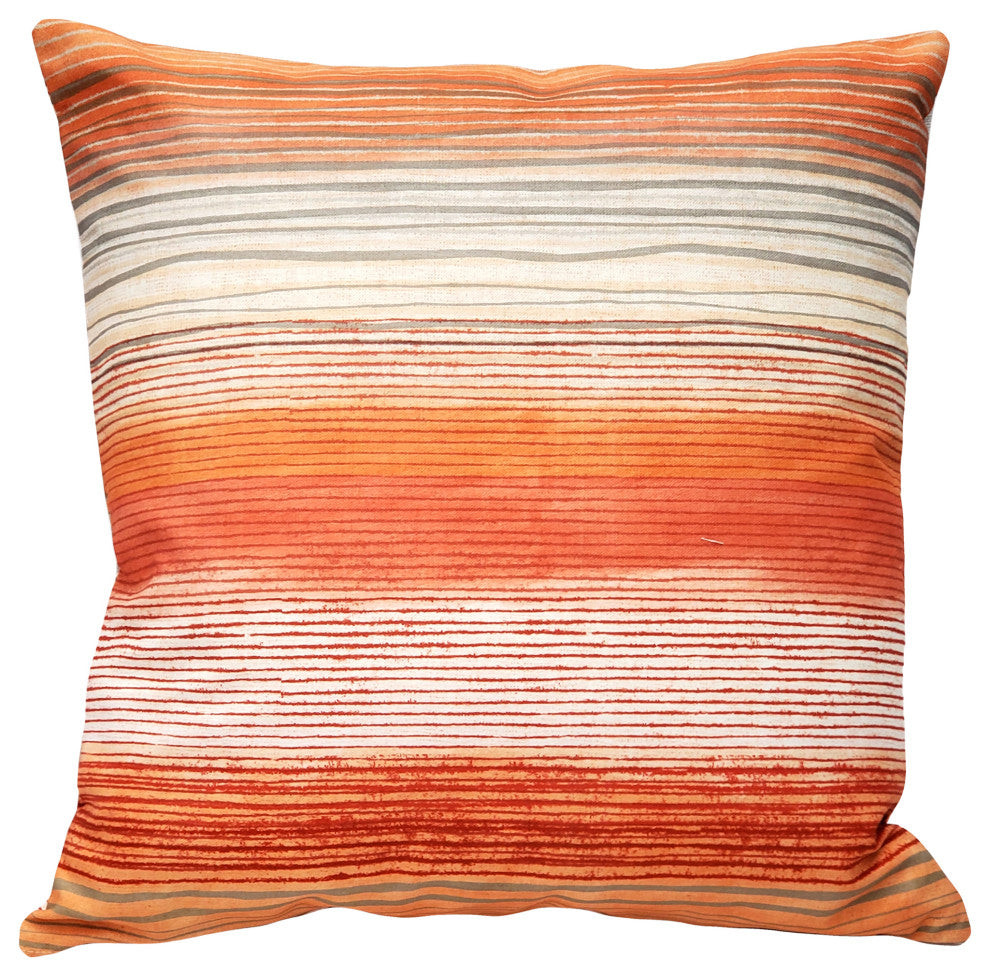 Sedona Stripes Orange Throw Pillow 20x20, with Polyfill Insert