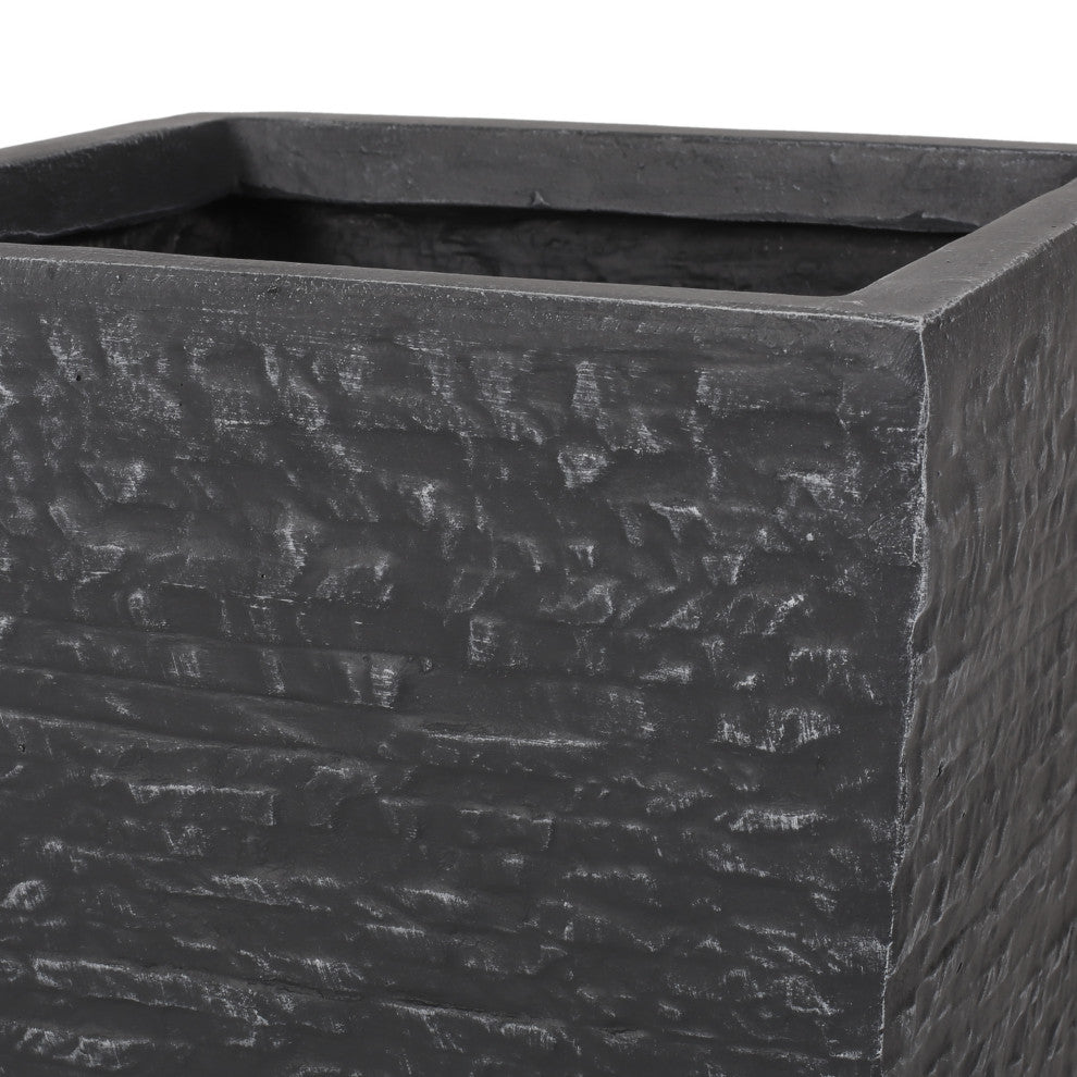 Tengren Outdoor Medium and Small Cast Stone Planters, Set of 2