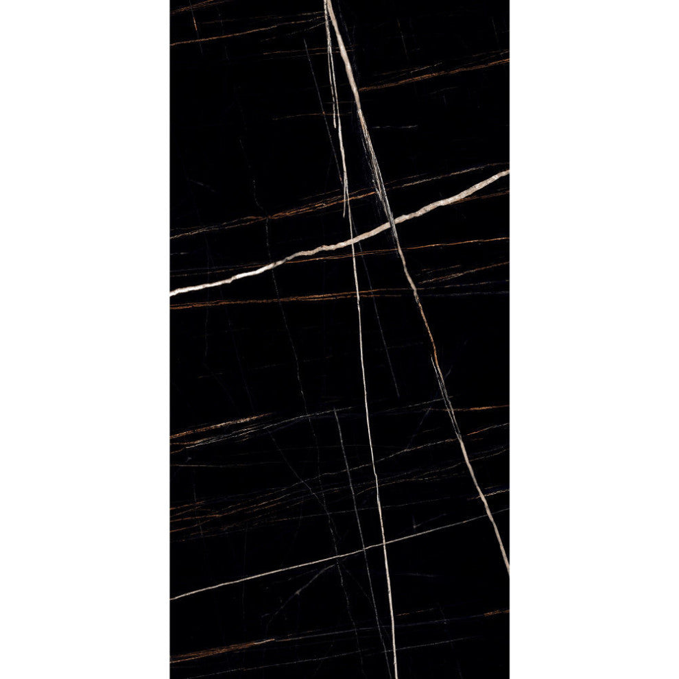 Porcelain Marble Look Wall and Floor Tile Sahara Noir, 48x48