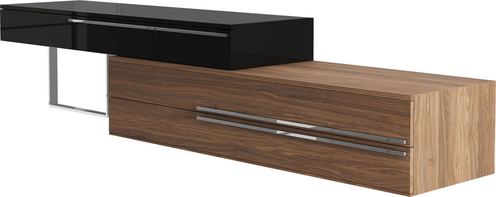 Gramercy Media Console, Walnut, Black Lacquer