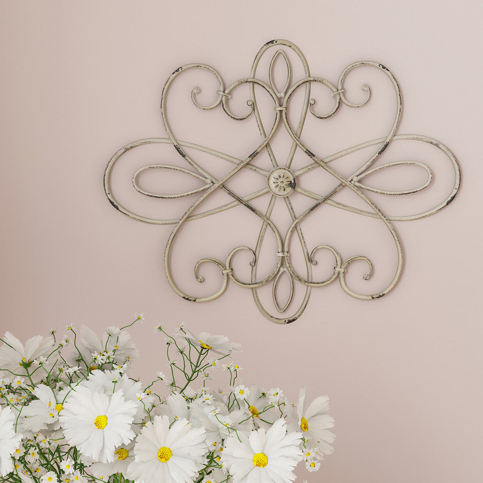 Medallion Metal Wall Art- 15 Inch Oval Swirl Metal Home Decor by Lavish Home