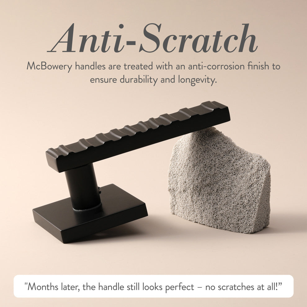 Modern Heavy Duty Designer Interior Door Lever - Groove Collection, Matte Black, Passage Left Hand