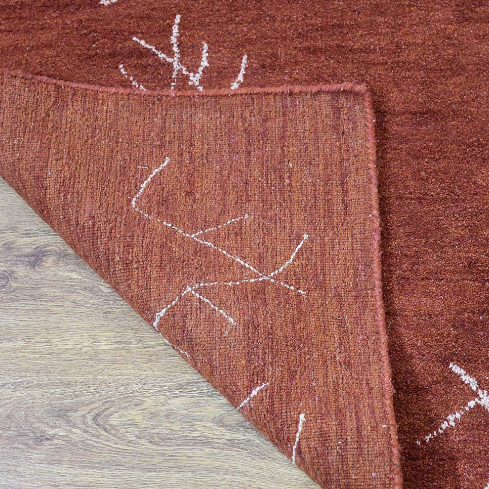 HAND KNOTTED LOOM SILK ECO-FRIENDLY RUG-5'x8',Rectangle,Red White,Contempor