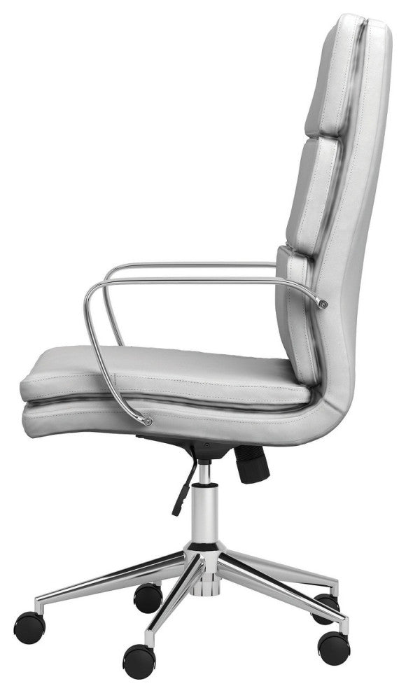 High Back Upholstered Office Chair, White