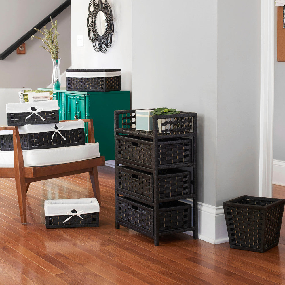 Woven 3 Drawer Chest With Cutout Handles