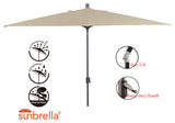 10'x6.5' Rectangular Auto Tilt Market Umbrella, Grey Frame, Sunbrella, Antique B