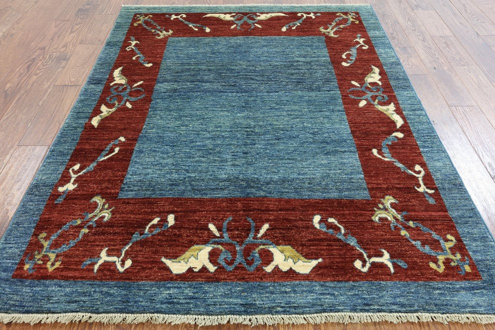 Oriental Gabbeh 5'x6 Handmade Wool Chobi Quality Area Rug, W2179
