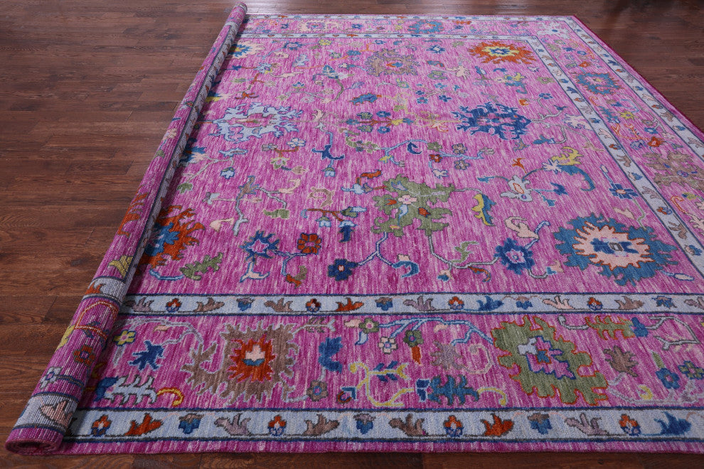 12' Square Hand Knotted Turkish Oushak Wool Rug - Q13547